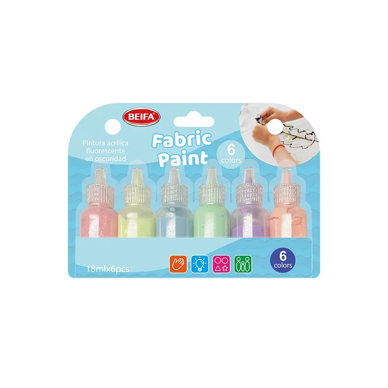 Beifa textile paints DD39-6C, 6 colours x 18 ml