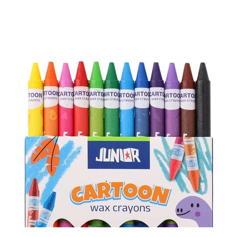 Junior Cartoon Wax Crayons, 12 colours