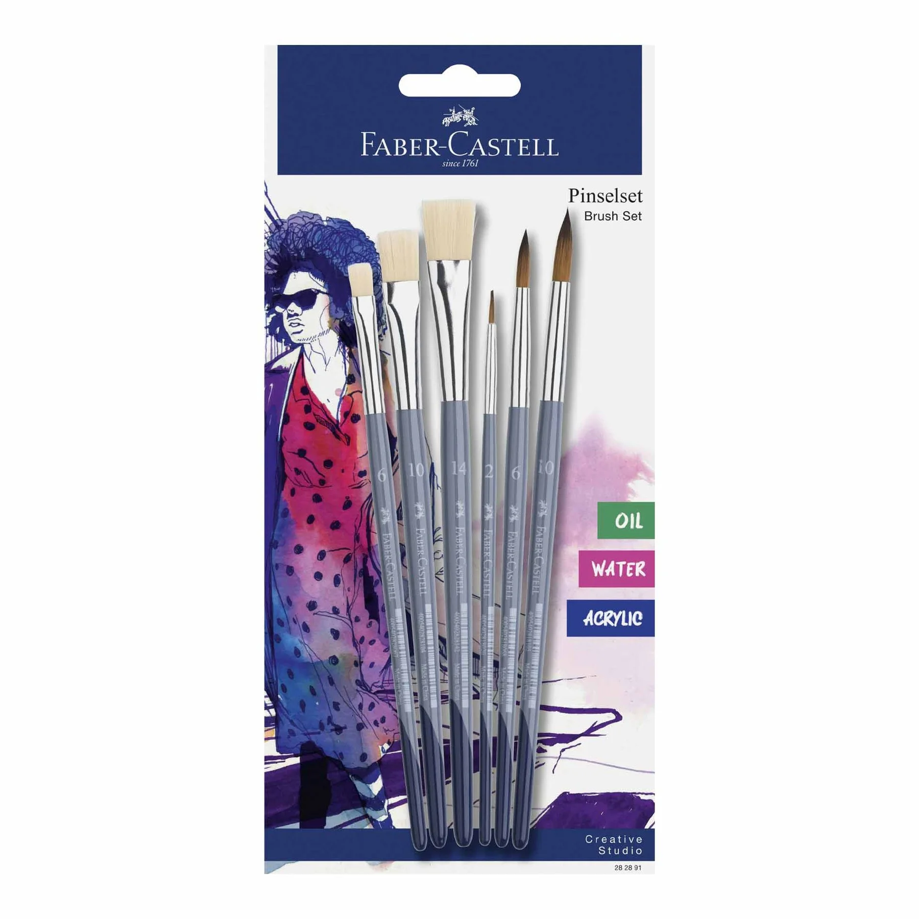 Faber-Castell Paintbrushes, 6 pcs, assorted