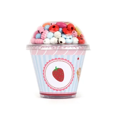 Small Foot Beads for stringing, cupcake shape, 9 pieces in display