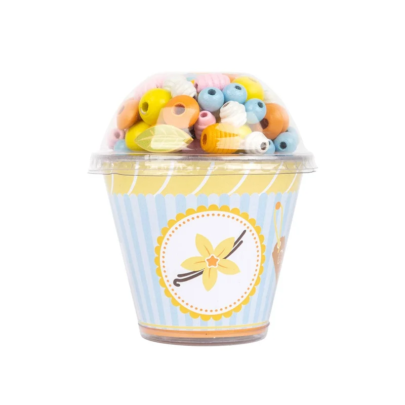 Small Foot Beads for stringing, cupcake shape, 9 pieces in display