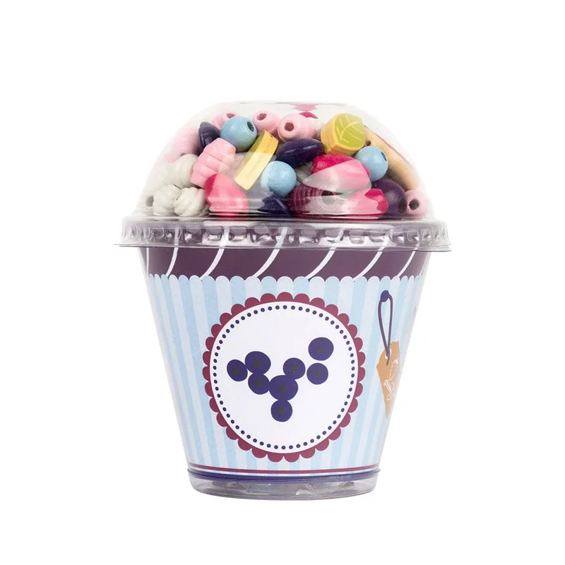 Small Foot Beads for stringing, cupcake shape, 9 pieces in display