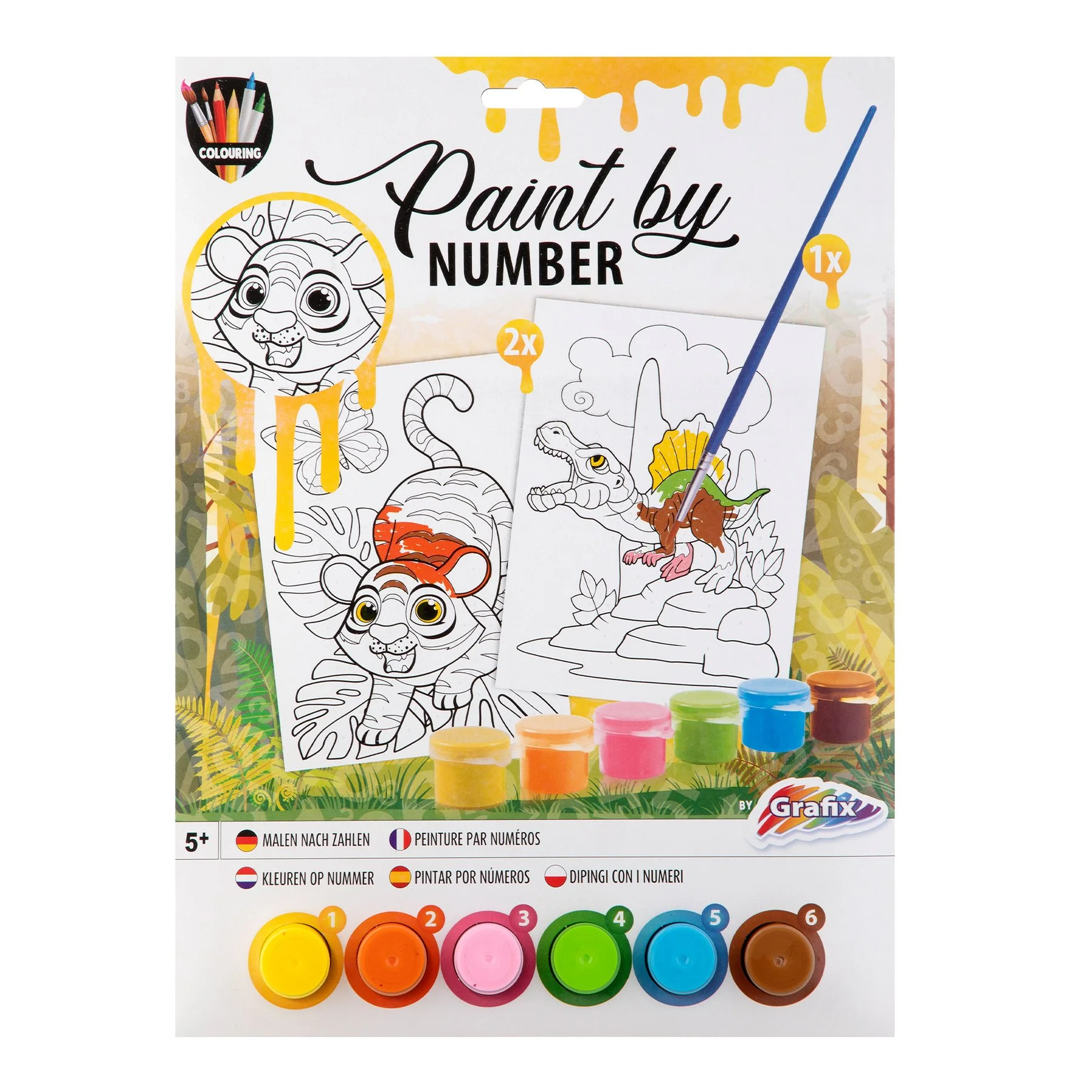 Moxy Paint by numbers set, A4, 2 templates, yellow