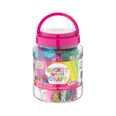 Moxy Bucket with craft materials, pink
