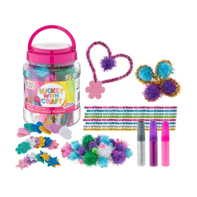 Moxy Bucket with craft materials, pink