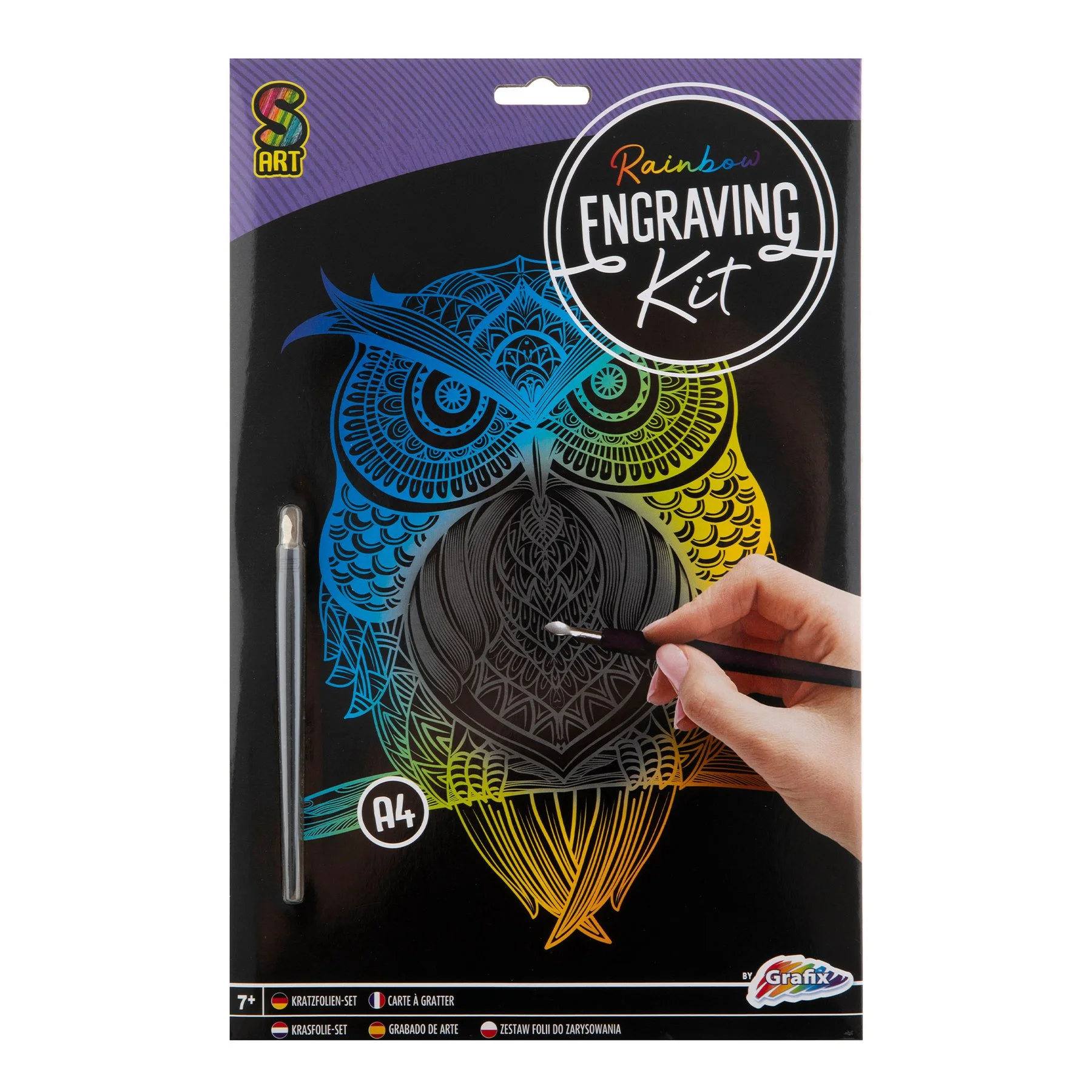 Moxy Scratch art set Owl, A4, colored