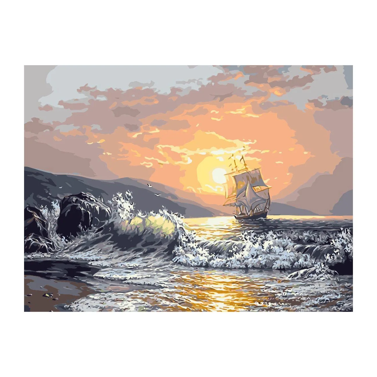 Foska Paint by Numbers Set Ship, 40 x 50 cm