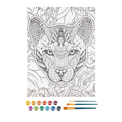 Moxy Canvas for coloring by numbers Tiger, with 12 paints