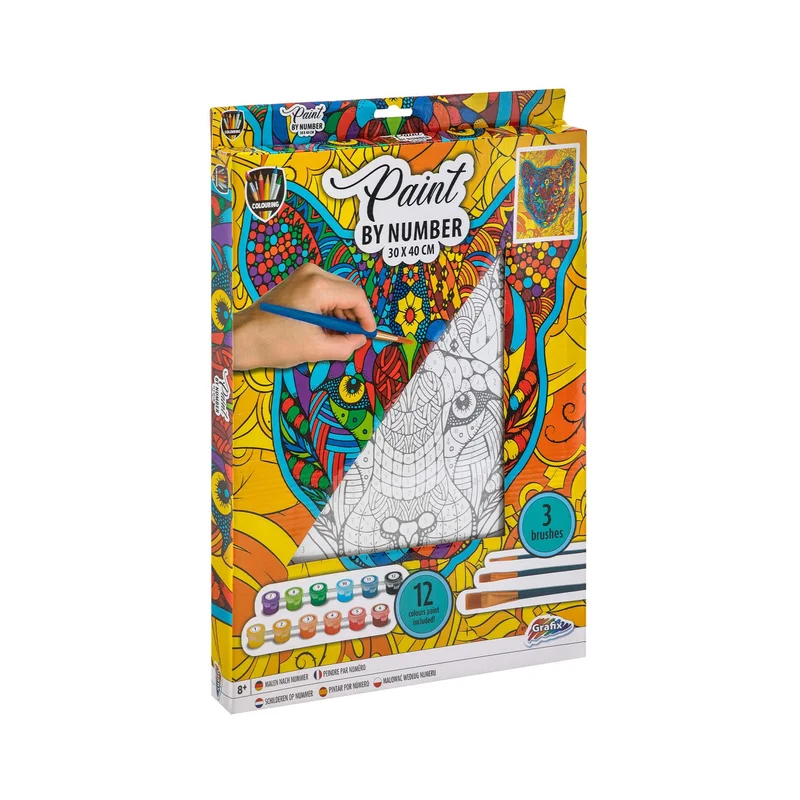 Moxy Canvas for coloring by numbers Tiger, with 12 paints