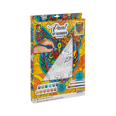 Moxy Canvas for coloring by numbers Tiger, with 12 paints