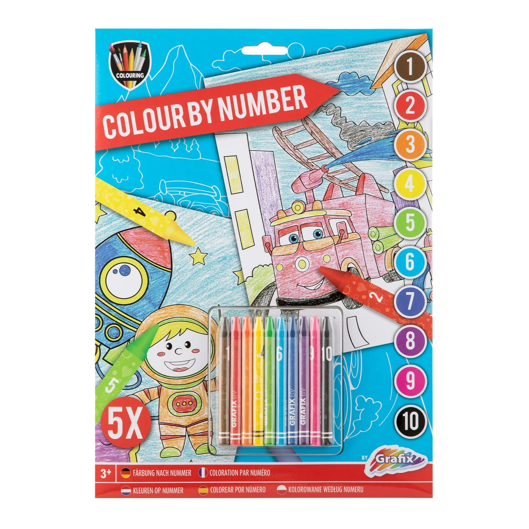 Moxy Paint by Numbers Set Boys, A4, 5 sheets, with pastels included