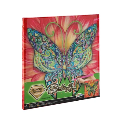 Moxy Painting canvas Butterfly, with beads, 30 x 30 cm