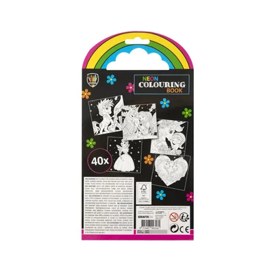 Moxy Colouring Book Unicorn, Neon, with 5 Markers, 40 Sheets