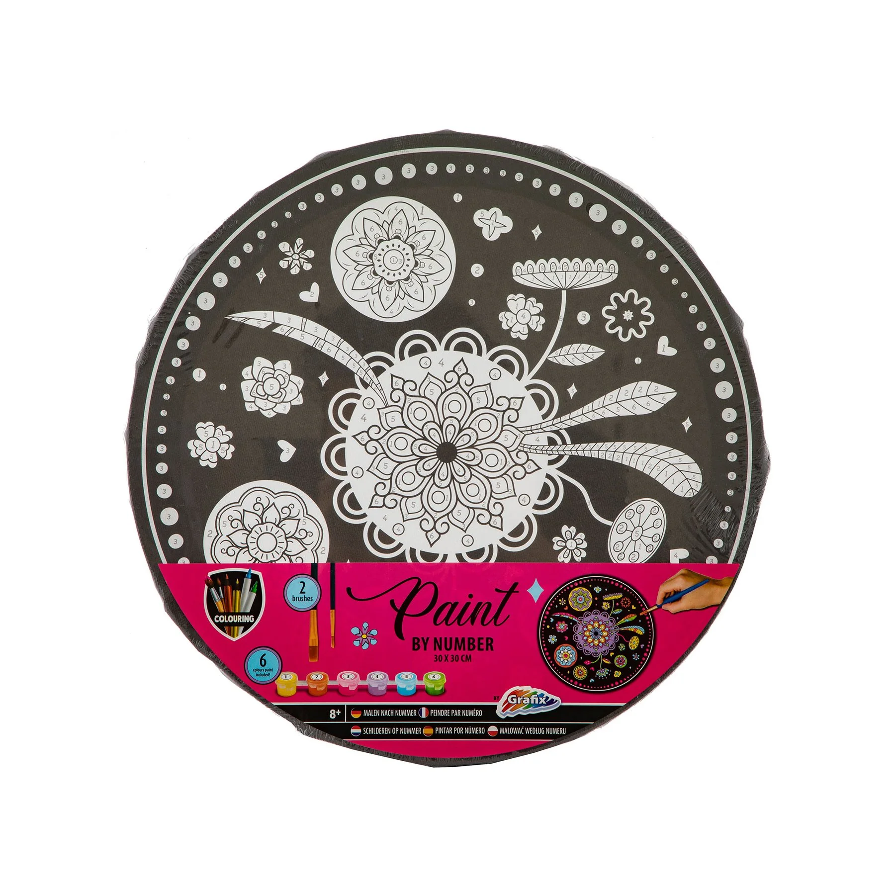 Moxy Paint-by-Numbers Mandala, with 6 paints, round, 30 cm