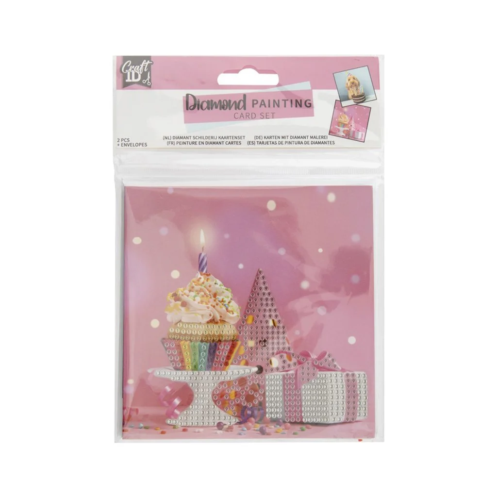 Craft ID Birthday cards, for bead drawing, 13 x 13 cm, 2 pcs
