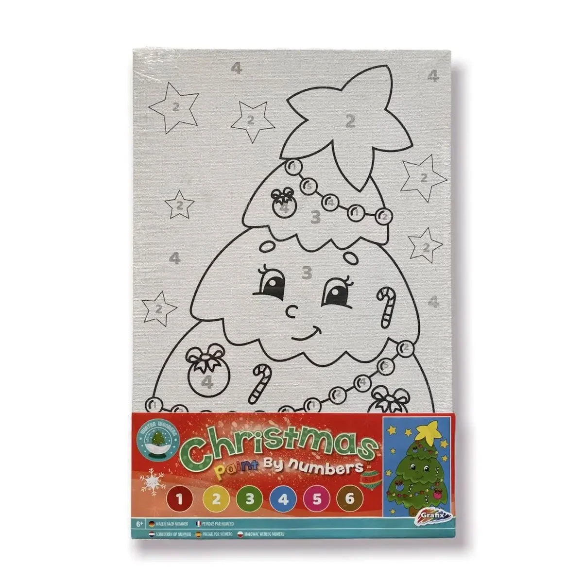 Moxy Painting canvas Christmas tree, by numbers, with paints