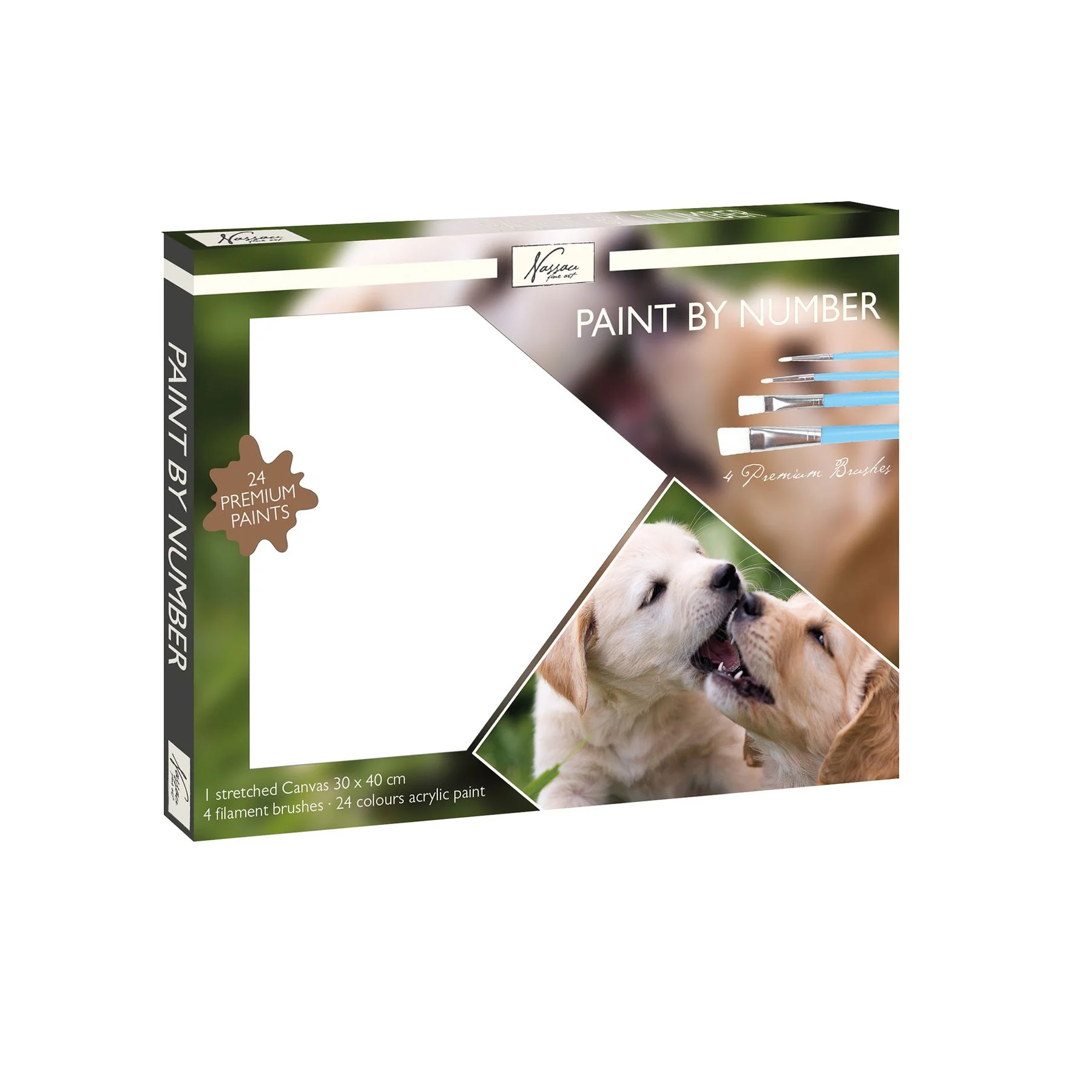 Nassau Paint-by-numbers set Dog, with 24 paints & 4 brushes