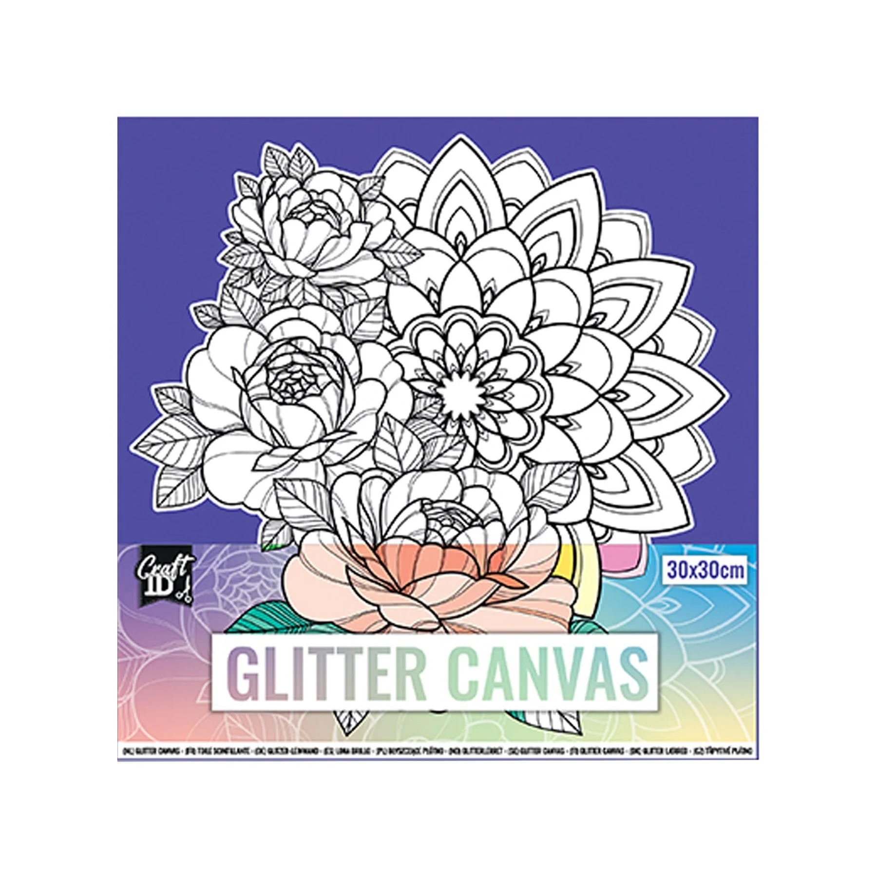 Craft ID Glitter coloring canvas Flower, 30 x 30 cm