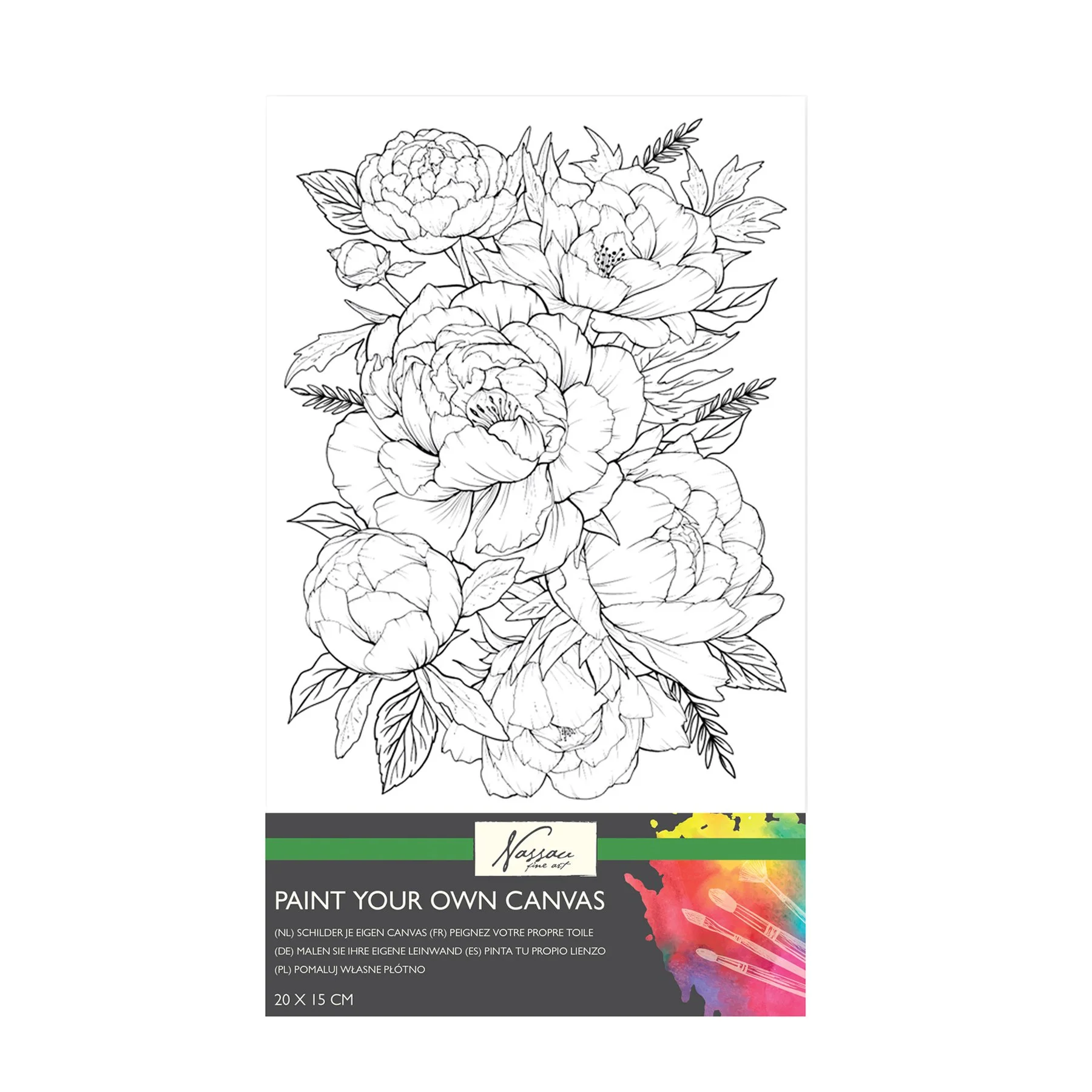 Nassau Coloring Canvas Flowers, 20 x 15 cm