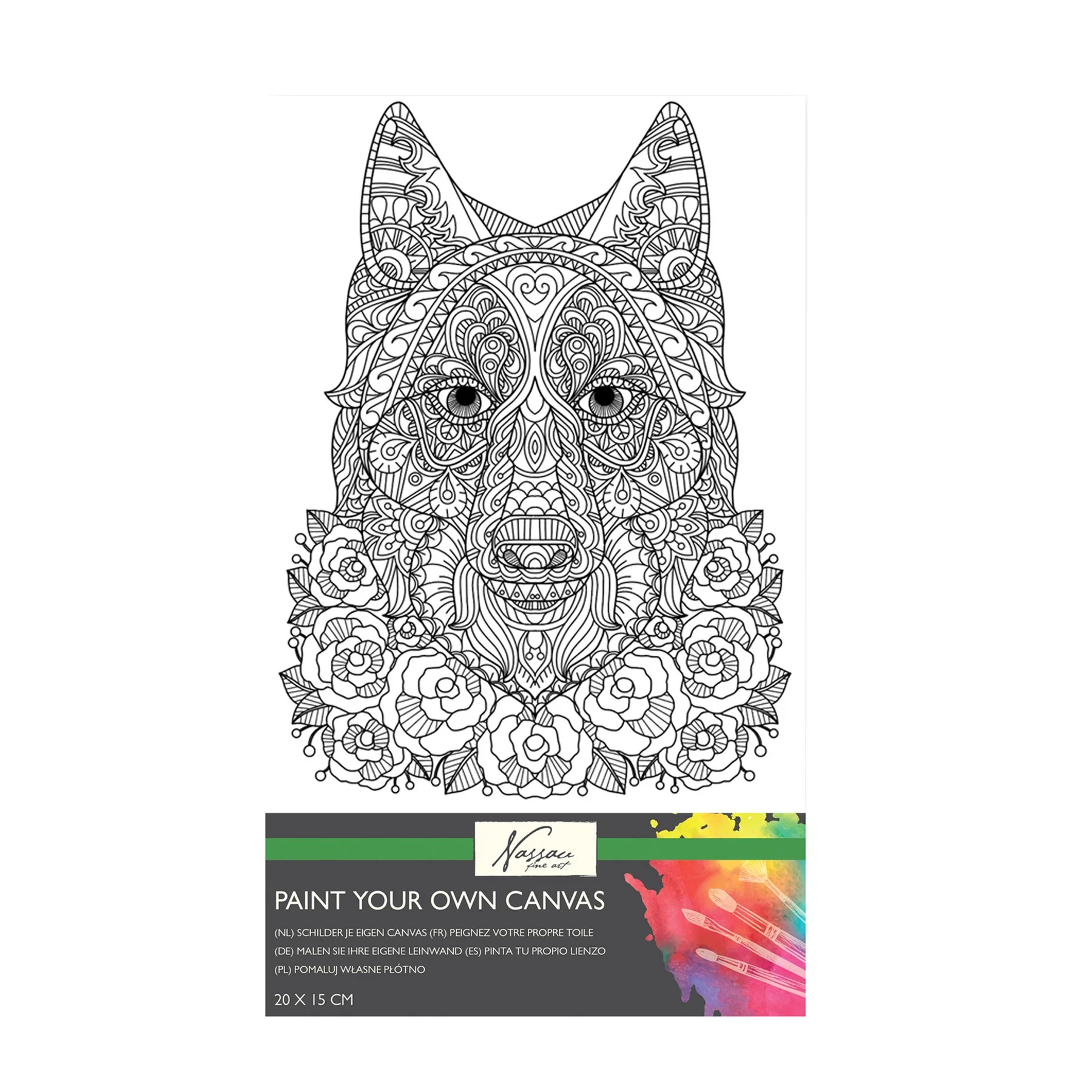 Nassau Canvas coloring Wolf, 20 x 15 cm