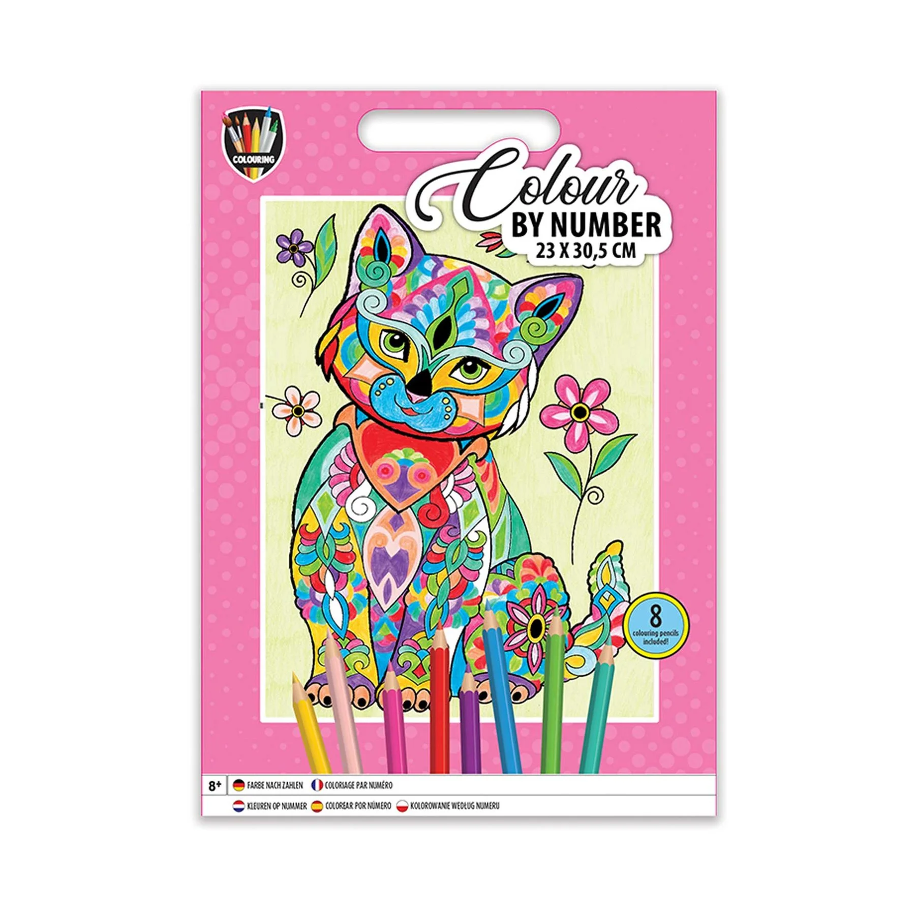 Moxy Paint by Numbers Cat, 23 x 30.5 cm, with 8 pencils