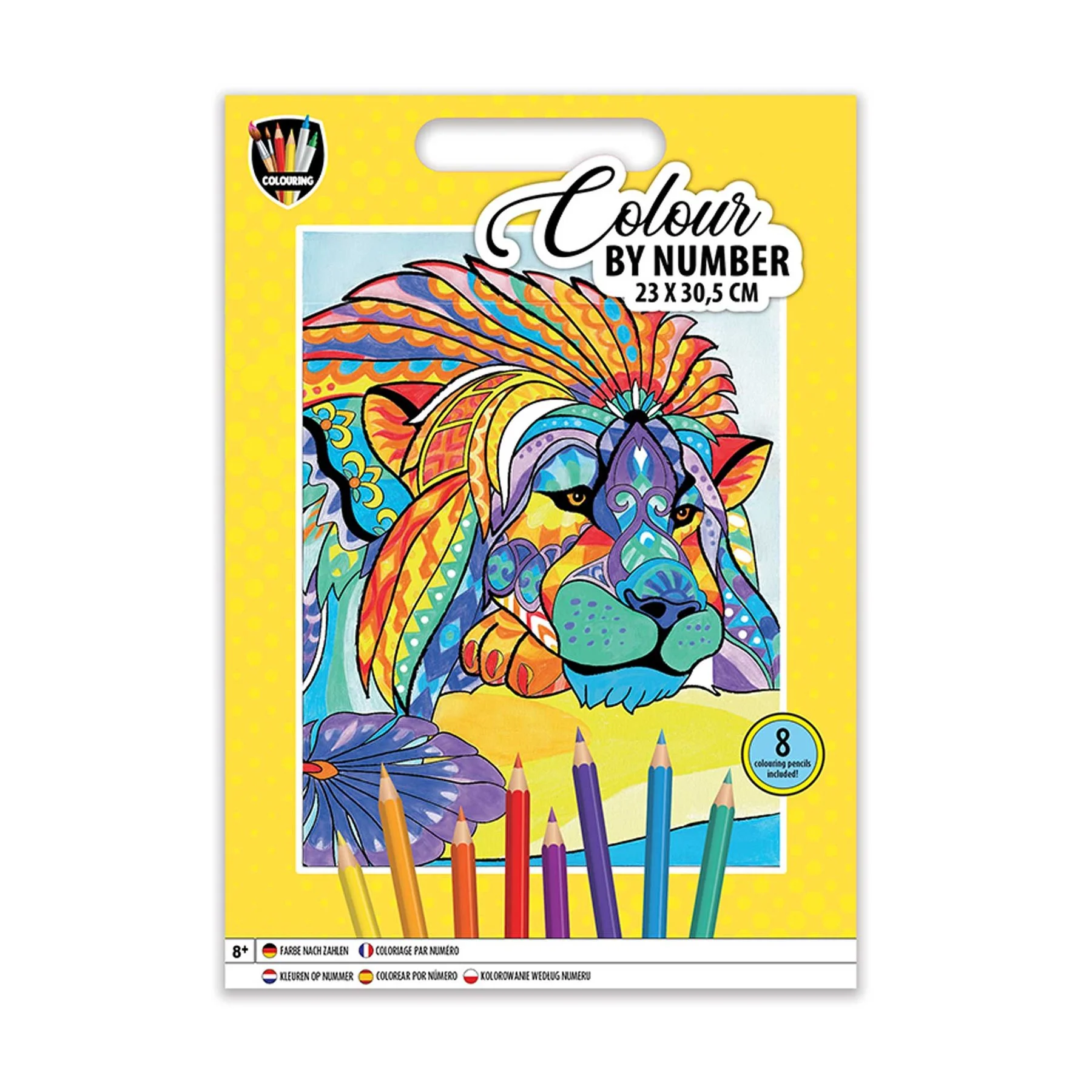 Moxy Paint by numbers Lion, 23 x 30.5 cm, with 8 pencils