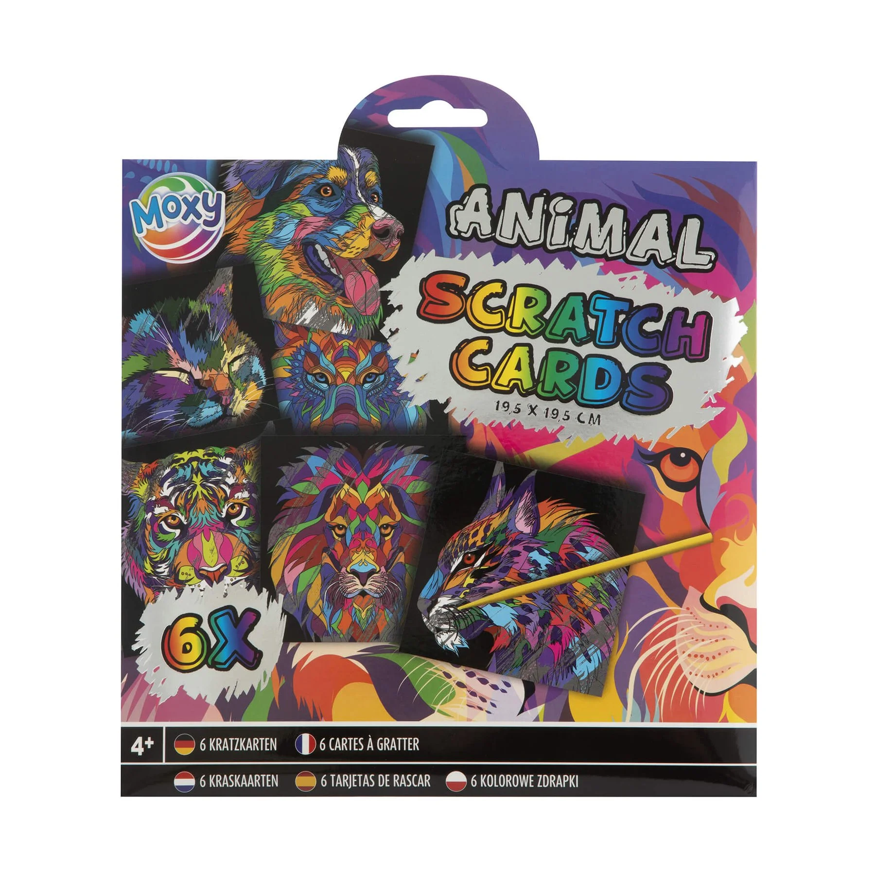 Moxy Scratch Cards Animals, 6 pieces