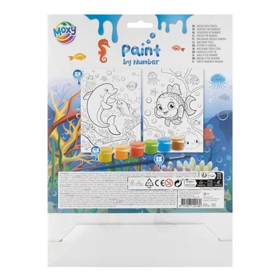 Moxy Paint by numbers Underwater World, 2xA4, with brush and 6 paints
