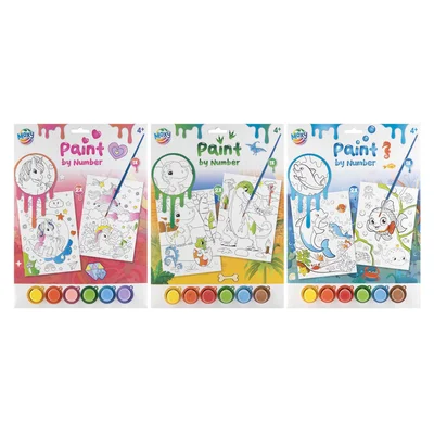 Moxy Paint by Numbers, 2xA4, with brush and 6 paints, assorted, 48 pcs