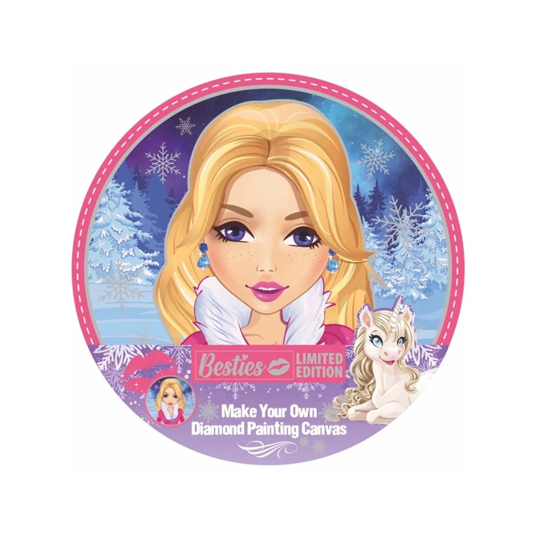 Moxy Bead Painting Canvas Besties - Girl, round, 30 cm