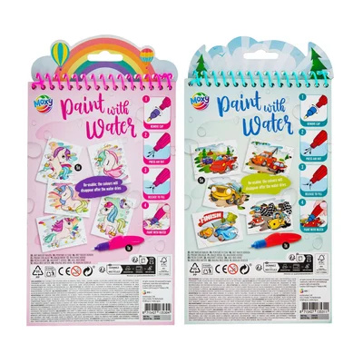 Moxy Water-Drawing Set, with pen, assorted, 48 pcs