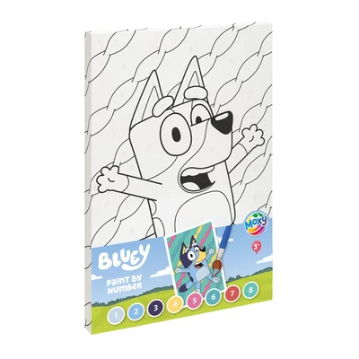 Moxy Paint-by-numbers canvas Bluey, with brush and 8 paints
