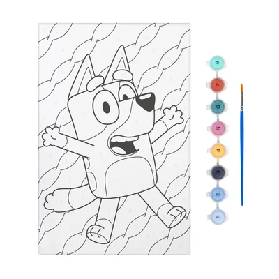 Moxy Paint-by-numbers canvas Bluey, with brush and 8 paints