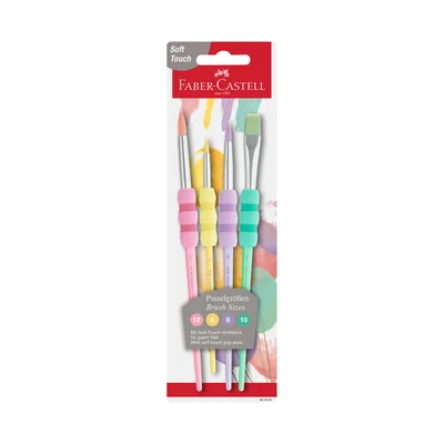 Faber-Castell Paintbrushes No.12, 4, 8 round and 10 flat, pastel