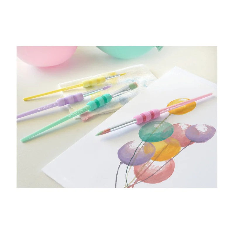 Faber-Castell Paintbrushes No.12, 4, 8 round and 10 flat, pastel