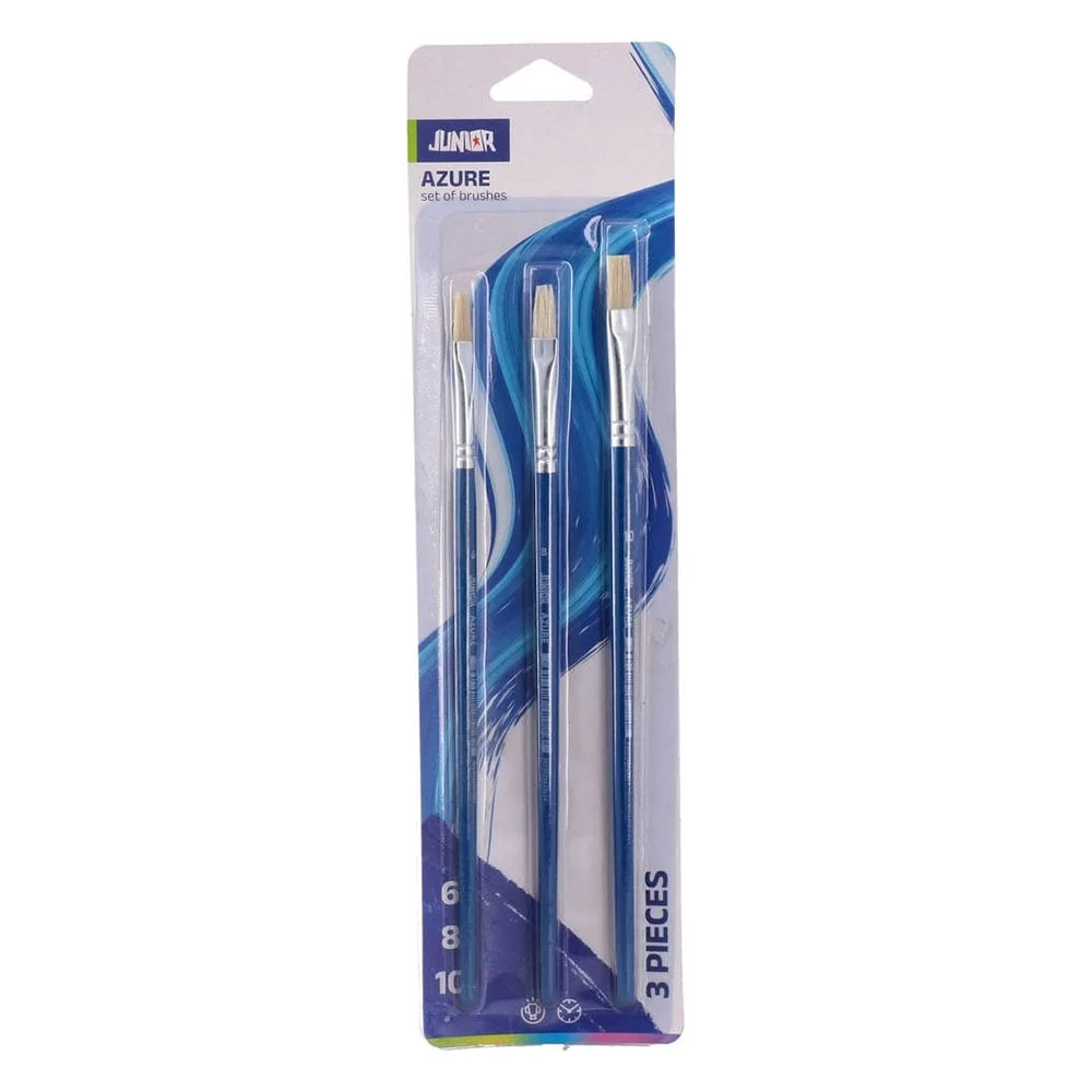 Junior Azure Paint Brush Set, flat, No. 6, 8 and 10, 3 pcs