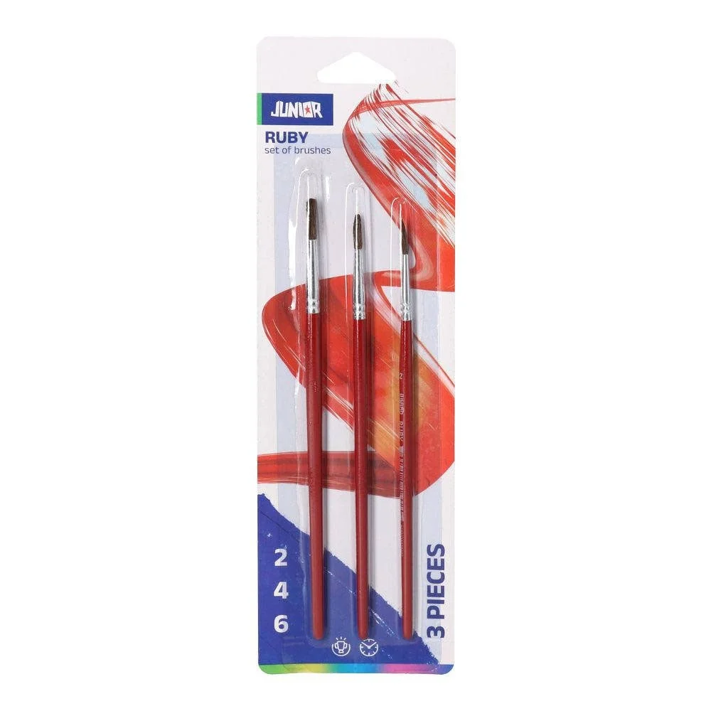 Junior Ruby Paint Brush Set, round, No. 6, 8 and 10, 3 pcs