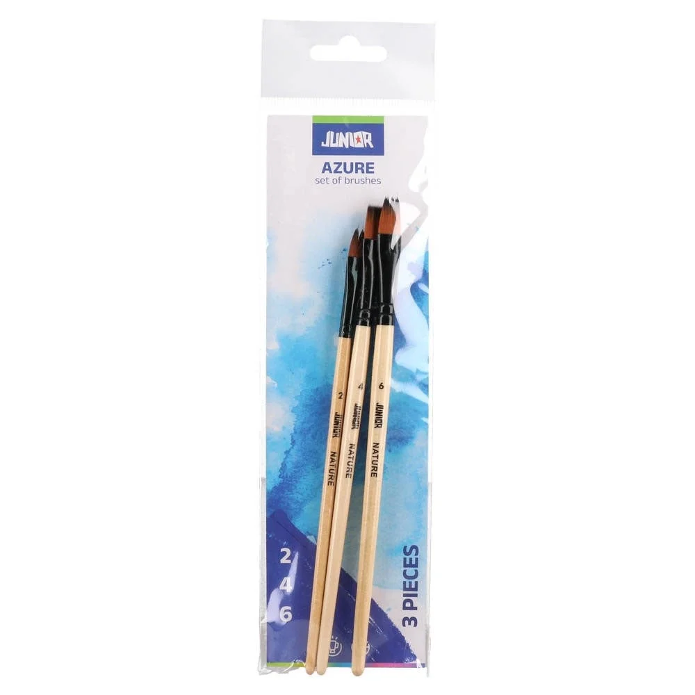 Junior Syntip Paint Brush Set, flat, synthetic, No. 2, 5 and 6, 3 pcs