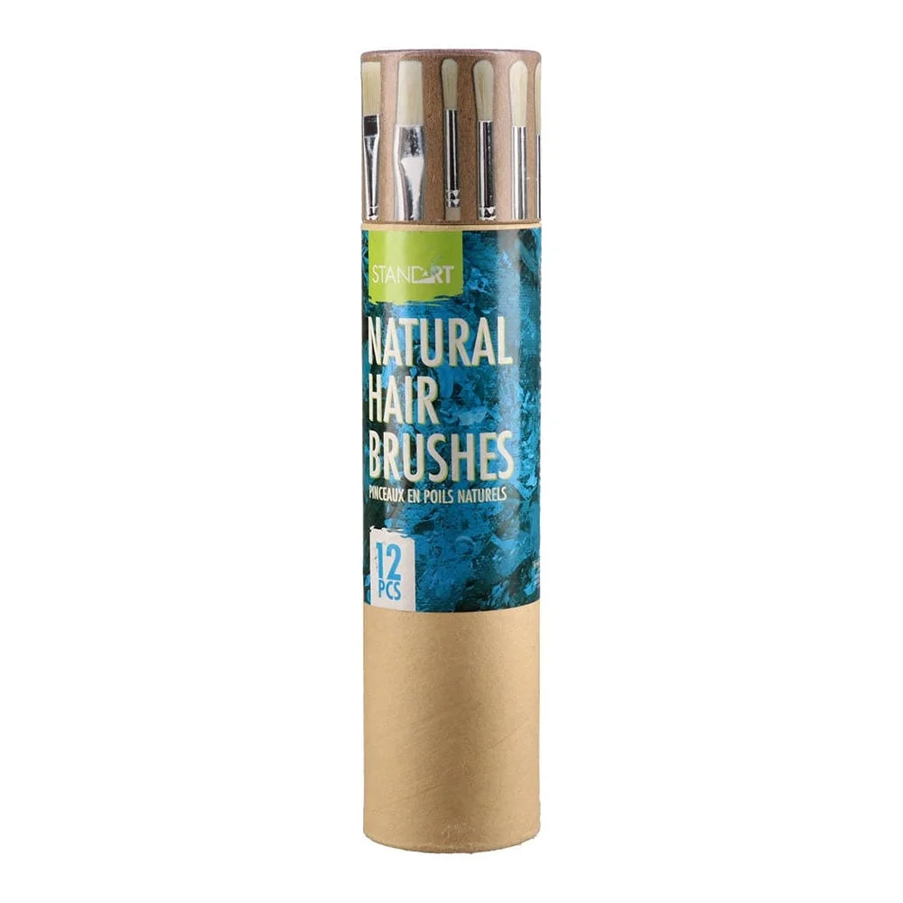 Standart Pop Brush Paint Brushes, natural bristle, in box, 12 pcs