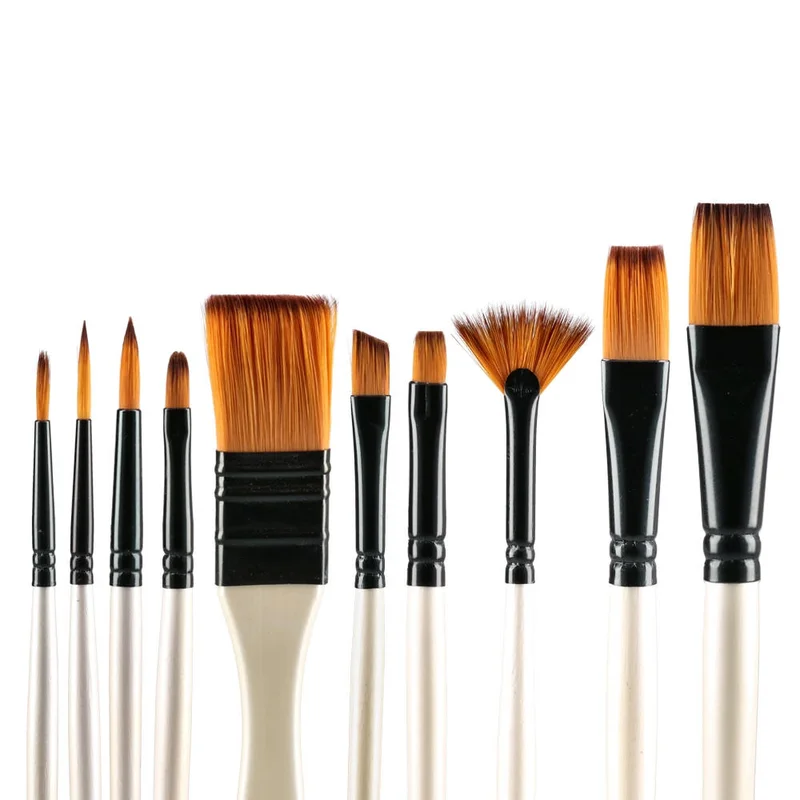 Standart Pop Brush Paint Brushes, synthetic bristle, in pencil case, 10 pcs