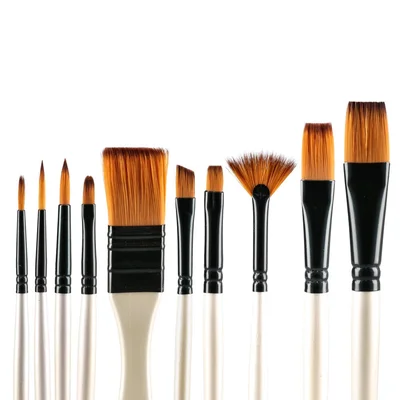 Standart Pop Brush Paint Brushes, synthetic bristle, in pencil case, 10 pcs