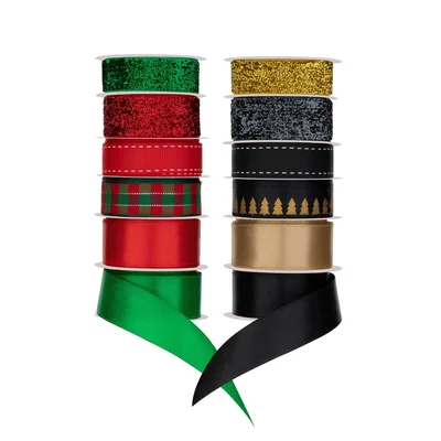 Craft ID Ribbon, Christmas, 1.5 m, assorted, 6 pcs, pack of 48