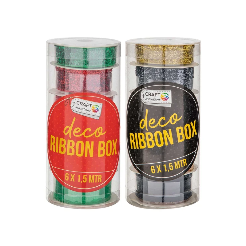 Craft ID Ribbon, Christmas, 1.5 m, assorted, 6 pcs, pack of 48