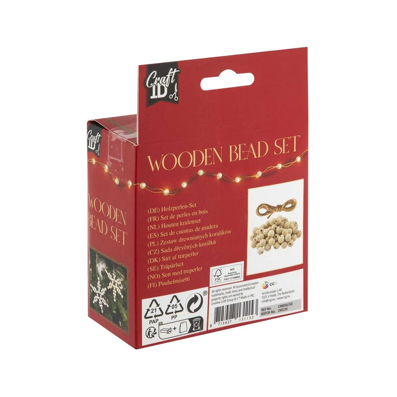 Craft ID Bead Set for Christmas Decoration - Stars, wooden