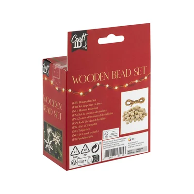 Craft ID Bead Set for Christmas Decoration - Stars, wooden