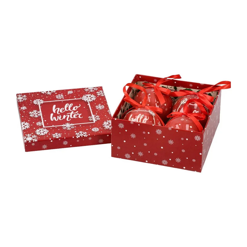 Комплект топки Festa Hello Winter, 7.5 cm, 4 броя в кутия, червени