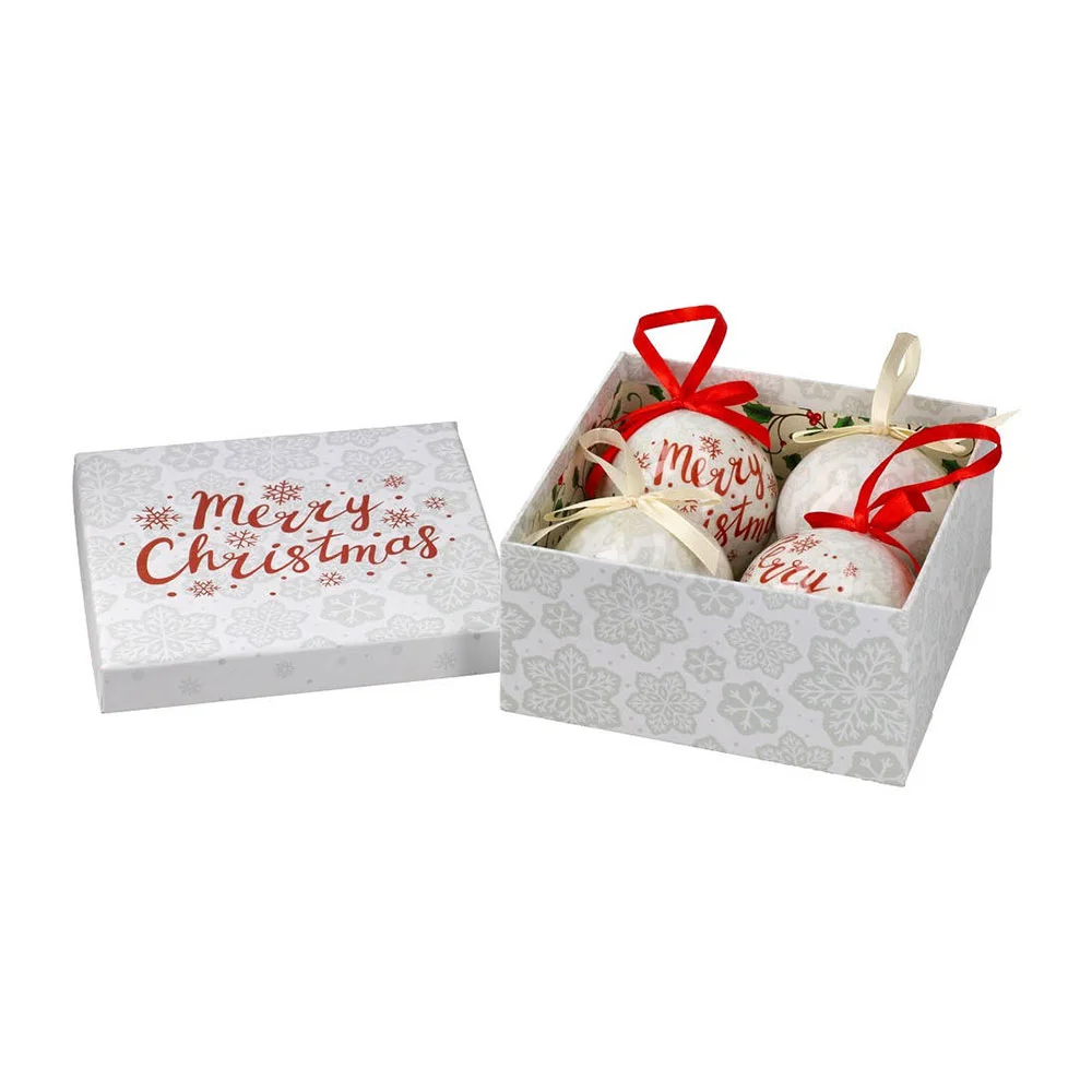 Комплект топки Festa Merry Christmas, 7.5 cm, 4 броя в кутия, бели