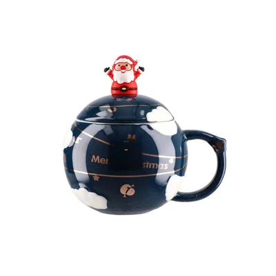 Чаша с капак и лъжичка Дядо Коледа Festa, керамична, асорти