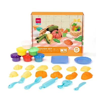 Deli Modelling Dough Set Genius, 240 g, 6 colours, with 19 accessories