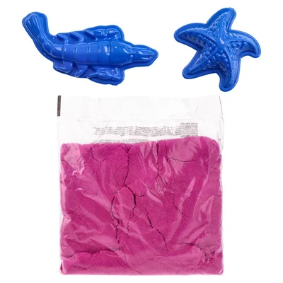 Комплект кинетичен пясък Junior Play Sand, с формички, 400 g, розов